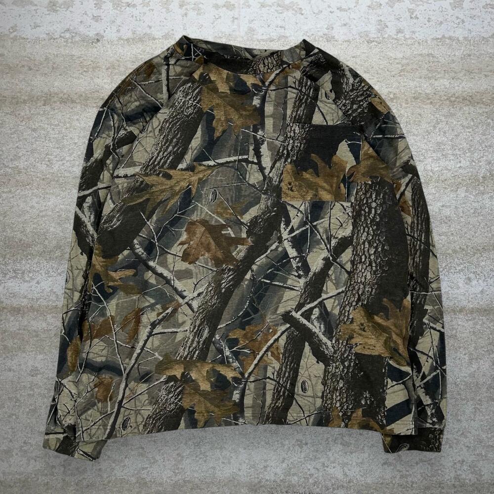 Vintage 90s Realtree Shirt Mens 2XL Hunting Camo Cotton Long Sleeve Woodland